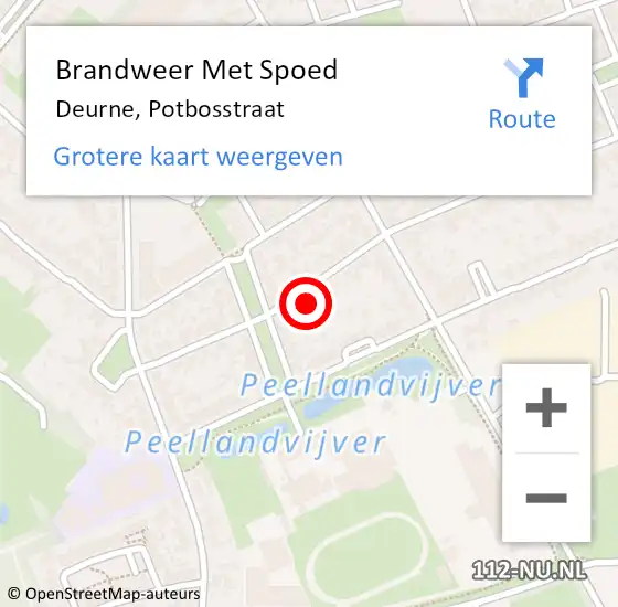 Locatie op kaart van de 112 melding: Brandweer Met Spoed Naar Deurne, Potbosstraat op 14 juni 2024 08:34