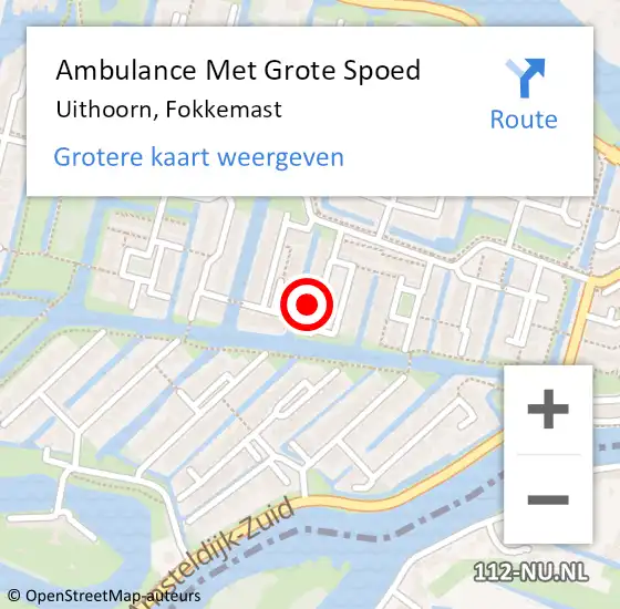 Locatie op kaart van de 112 melding: Ambulance Met Grote Spoed Naar Uithoorn, Fokkemast op 14 juni 2024 08:36