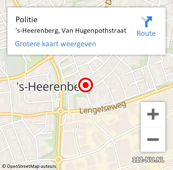 Locatie op kaart van de 112 melding: Politie 's-Heerenberg, Van Hugenpothstraat op 14 juni 2024 08:40