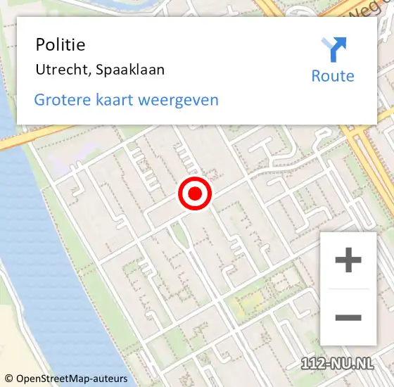 Locatie op kaart van de 112 melding: Politie Utrecht, Spaaklaan op 14 juni 2024 08:45