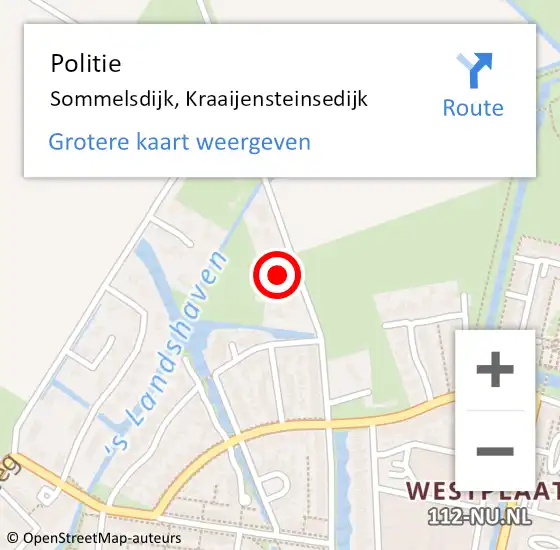 Locatie op kaart van de 112 melding: Politie Sommelsdijk, Kraaijensteinsedijk op 14 juni 2024 08:50