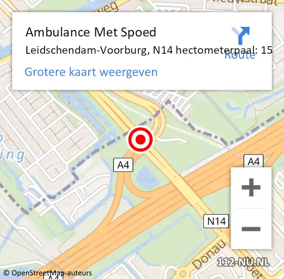 Locatie op kaart van de 112 melding: Ambulance Met Spoed Naar Leidschendam-Voorburg, N14 hectometerpaal: 15 op 14 juni 2024 08:53