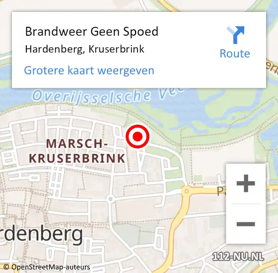 Locatie op kaart van de 112 melding: Brandweer Geen Spoed Naar Hardenberg, Kruserbrink op 14 juni 2024 08:57