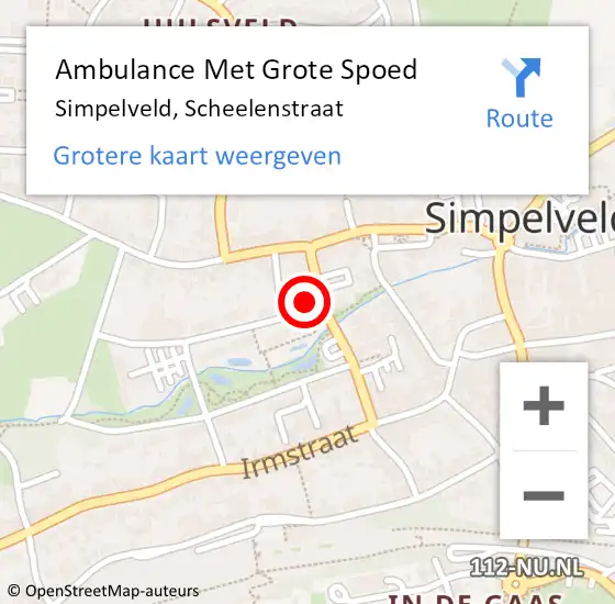 Locatie op kaart van de 112 melding: Ambulance Met Grote Spoed Naar Simpelveld, Scheelenstraat op 9 oktober 2014 12:35