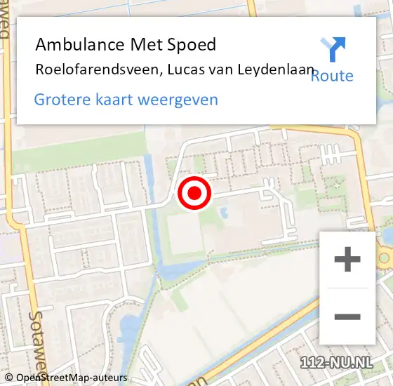 Locatie op kaart van de 112 melding: Ambulance Met Spoed Naar Roelofarendsveen, Lucas van Leydenlaan op 14 juni 2024 09:03