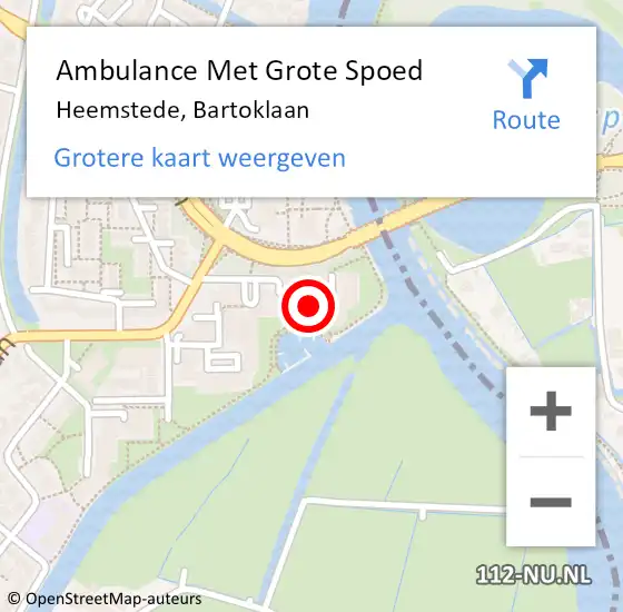 Locatie op kaart van de 112 melding: Ambulance Met Grote Spoed Naar Heemstede, Bartoklaan op 14 juni 2024 09:32