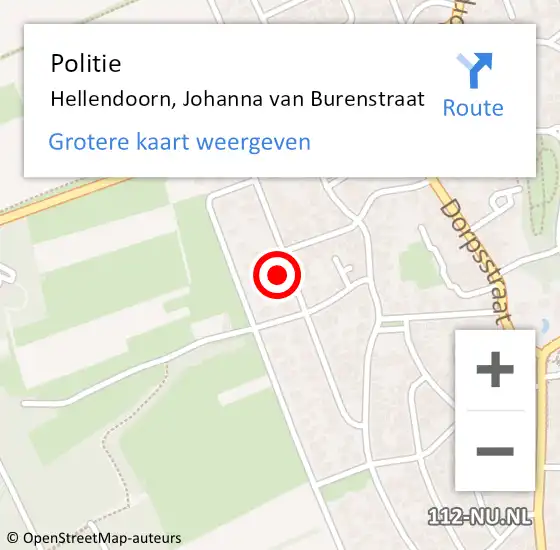 Locatie op kaart van de 112 melding: Politie Hellendoorn, Johanna van Burenstraat op 14 juni 2024 09:37