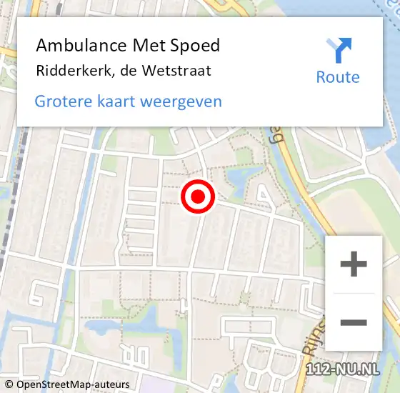 Locatie op kaart van de 112 melding: Ambulance Met Spoed Naar Ridderkerk, de Wetstraat op 14 juni 2024 09:39