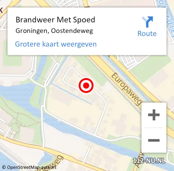 Locatie op kaart van de 112 melding: Brandweer Met Spoed Naar Groningen, Oostendeweg op 14 juni 2024 09:40