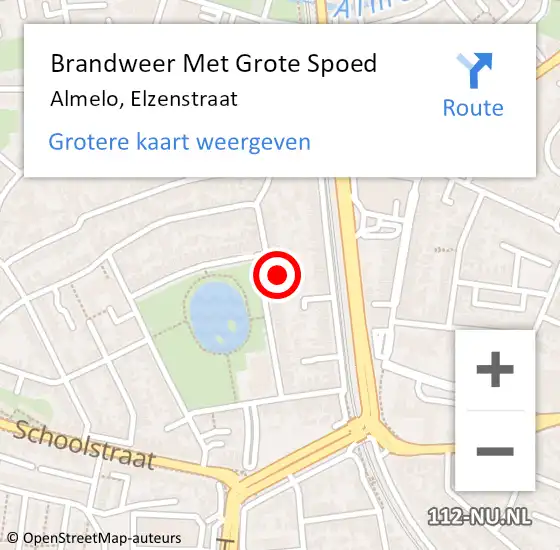 Locatie op kaart van de 112 melding: Brandweer Met Grote Spoed Naar Almelo, Elzenstraat op 14 juni 2024 10:01