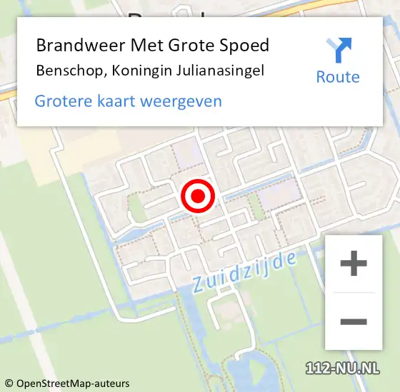 Locatie op kaart van de 112 melding: Brandweer Met Grote Spoed Naar Benschop, Koningin Julianasingel op 14 juni 2024 10:05