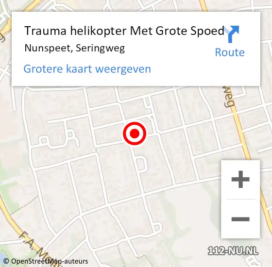 Locatie op kaart van de 112 melding: Trauma helikopter Met Grote Spoed Naar Nunspeet, Seringweg op 14 juni 2024 10:15