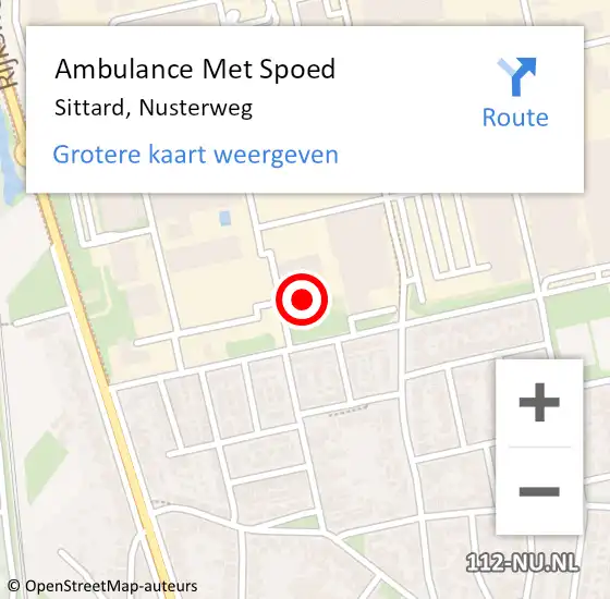 Locatie op kaart van de 112 melding: Ambulance Met Spoed Naar Sittard, Nusterweg op 14 juni 2024 10:45