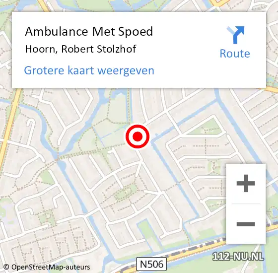 Locatie op kaart van de 112 melding: Ambulance Met Spoed Naar Hoorn, Robert Stolzhof op 14 juni 2024 10:54