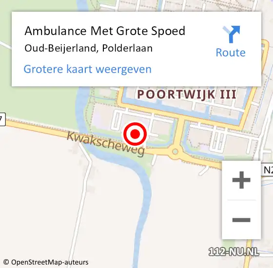 Locatie op kaart van de 112 melding: Ambulance Met Grote Spoed Naar Oud-Beijerland, Polderlaan op 14 juni 2024 11:00