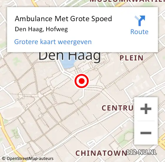 Locatie op kaart van de 112 melding: Ambulance Met Grote Spoed Naar Den Haag, Hofweg op 14 juni 2024 11:00