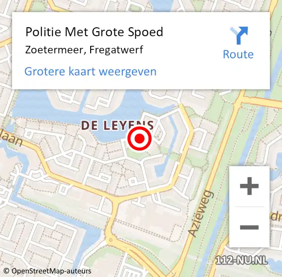 Locatie op kaart van de 112 melding: Politie Met Grote Spoed Naar Zoetermeer, Fregatwerf op 14 juni 2024 11:31