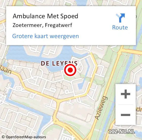 Locatie op kaart van de 112 melding: Ambulance Met Spoed Naar Zoetermeer, Fregatwerf op 14 juni 2024 11:34