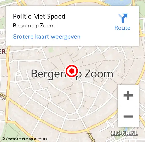Locatie op kaart van de 112 melding: Politie Met Spoed Naar Bergen op Zoom op 14 juni 2024 11:35