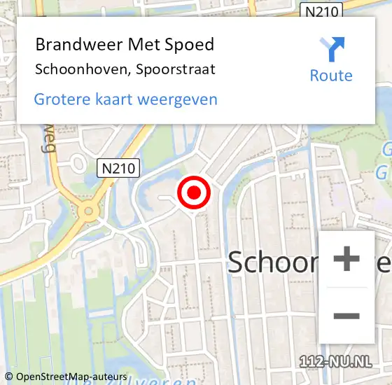 Locatie op kaart van de 112 melding: Brandweer Met Spoed Naar Schoonhoven, Spoorstraat op 14 juni 2024 11:37