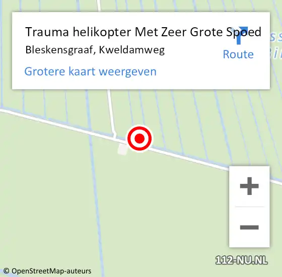 Locatie op kaart van de 112 melding: Trauma helikopter Met Zeer Grote Spoed Naar Bleskensgraaf, Kweldamweg op 14 juni 2024 11:48