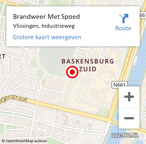 Locatie op kaart van de 112 melding: Brandweer Met Spoed Naar Vlissingen, Industrieweg op 14 juni 2024 11:58