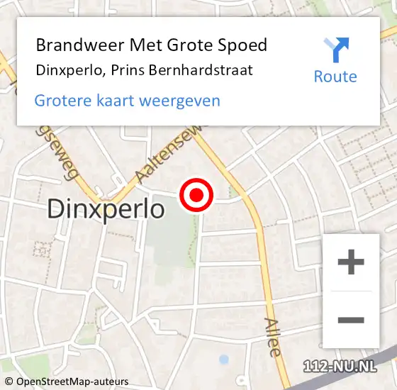 Locatie op kaart van de 112 melding: Brandweer Met Grote Spoed Naar Dinxperlo, Prins Bernhardstraat op 14 juni 2024 12:12