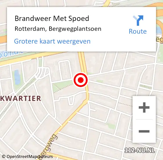Locatie op kaart van de 112 melding: Brandweer Met Spoed Naar Rotterdam, Bergwegplantsoen op 14 juni 2024 12:12