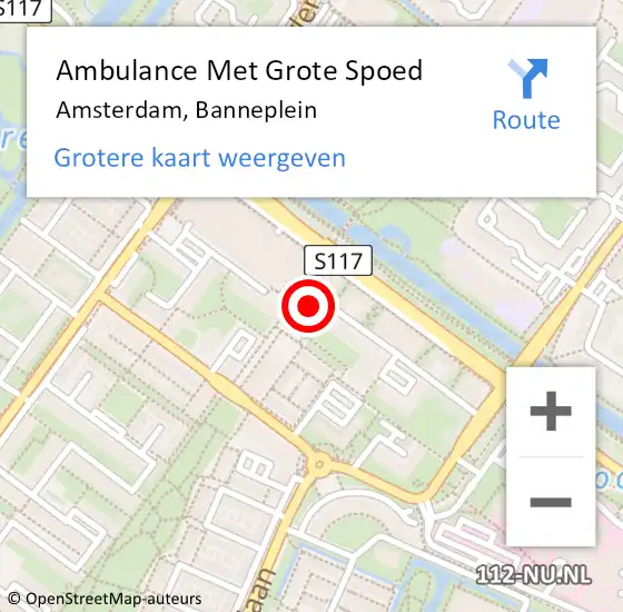 Locatie op kaart van de 112 melding: Ambulance Met Grote Spoed Naar Amsterdam, Banneplein op 14 juni 2024 12:15