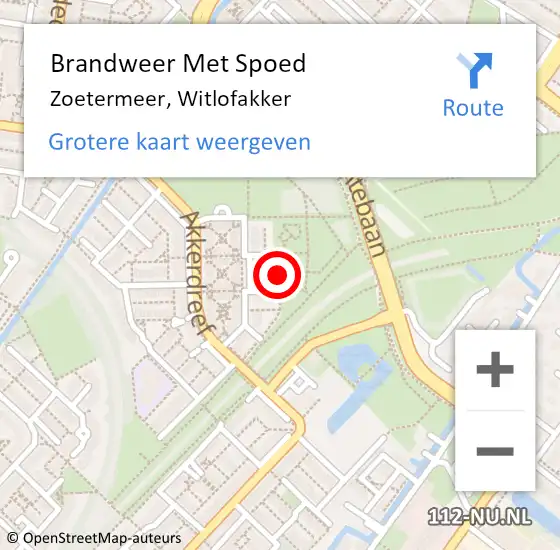 Locatie op kaart van de 112 melding: Brandweer Met Spoed Naar Zoetermeer, Witlofakker op 14 juni 2024 12:17