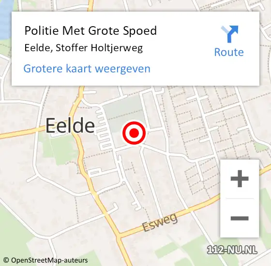 Locatie op kaart van de 112 melding: Politie Met Grote Spoed Naar Eelde, Stoffer Holtjerweg op 14 juni 2024 12:21