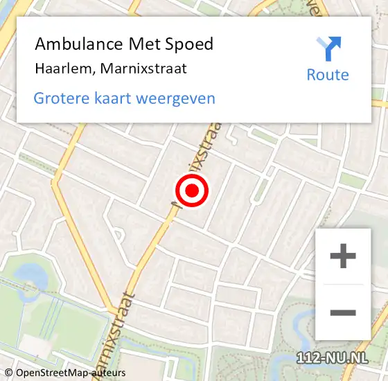 Locatie op kaart van de 112 melding: Ambulance Met Spoed Naar Haarlem, Marnixstraat op 14 juni 2024 12:34