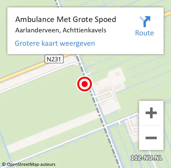 Locatie op kaart van de 112 melding: Ambulance Met Grote Spoed Naar Aarlanderveen, Achttienkavels op 14 juni 2024 12:40