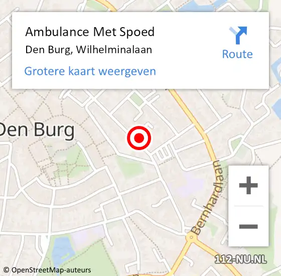 Locatie op kaart van de 112 melding: Ambulance Met Spoed Naar Den Burg, Wilhelminalaan op 14 juni 2024 13:12