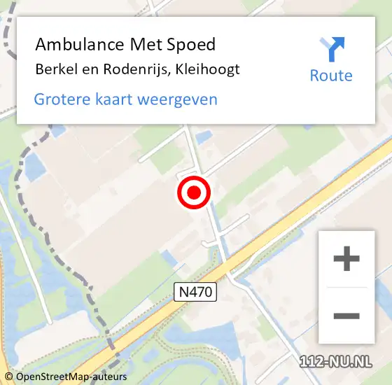 Locatie op kaart van de 112 melding: Ambulance Met Spoed Naar Berkel en Rodenrijs, Kleihoogt op 14 juni 2024 13:20