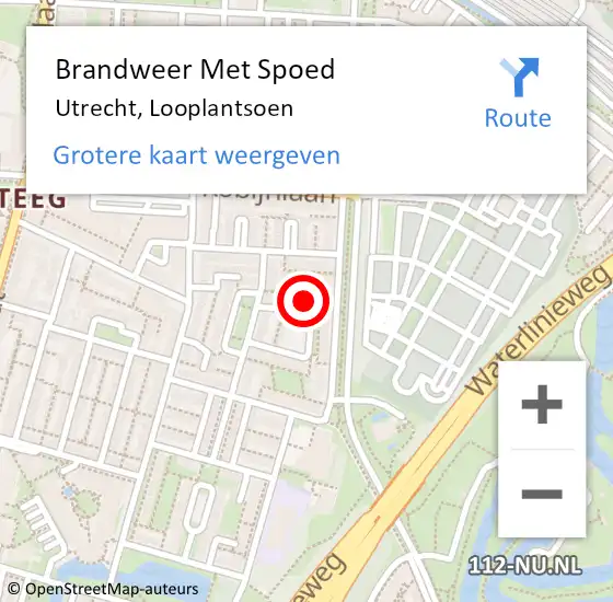 Locatie op kaart van de 112 melding: Brandweer Met Spoed Naar Utrecht, Looplantsoen op 14 juni 2024 13:25