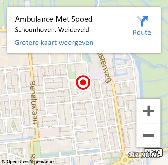 Locatie op kaart van de 112 melding: Ambulance Met Spoed Naar Schoonhoven, Weideveld op 14 juni 2024 13:31