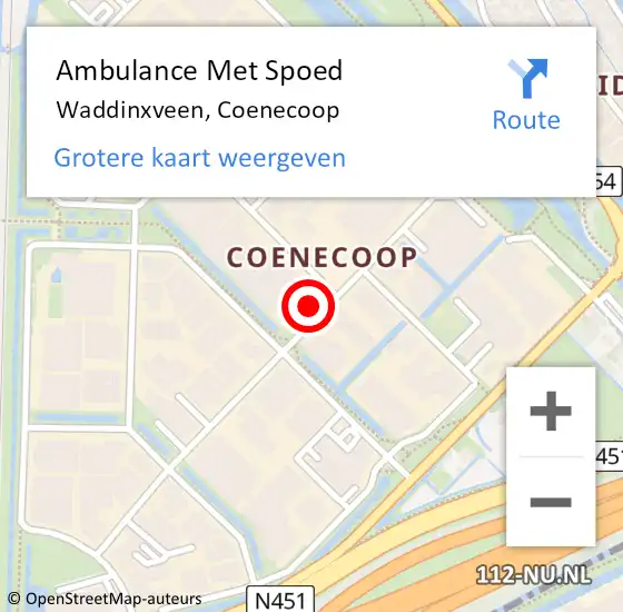 Locatie op kaart van de 112 melding: Ambulance Met Spoed Naar Waddinxveen, Coenecoop op 14 juni 2024 13:32
