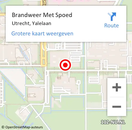 Locatie op kaart van de 112 melding: Brandweer Met Spoed Naar Utrecht, Yalelaan op 14 juni 2024 13:44