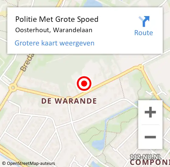 Locatie op kaart van de 112 melding: Politie Met Grote Spoed Naar Oosterhout, Warandelaan op 14 juni 2024 13:55