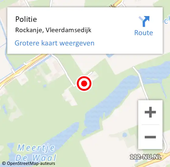 Locatie op kaart van de 112 melding: Politie Rockanje, Vleerdamsedijk op 14 juni 2024 14:00