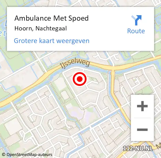 Locatie op kaart van de 112 melding: Ambulance Met Spoed Naar Hoorn, Nachtegaal op 14 juni 2024 14:01