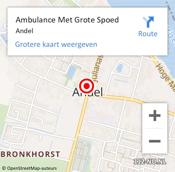 Locatie op kaart van de 112 melding: Ambulance Met Grote Spoed Naar Andel op 14 juni 2024 14:15