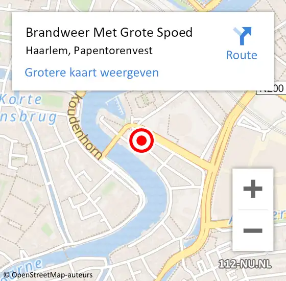 Locatie op kaart van de 112 melding: Brandweer Met Grote Spoed Naar Haarlem, Papentorenvest op 14 juni 2024 14:35