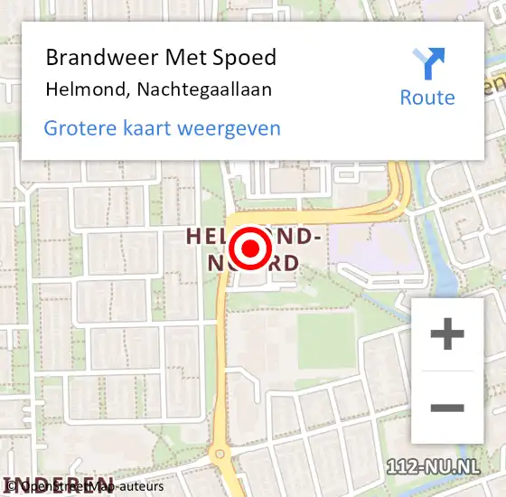 Locatie op kaart van de 112 melding: Brandweer Met Spoed Naar Helmond, Nachtegaallaan op 14 juni 2024 14:39