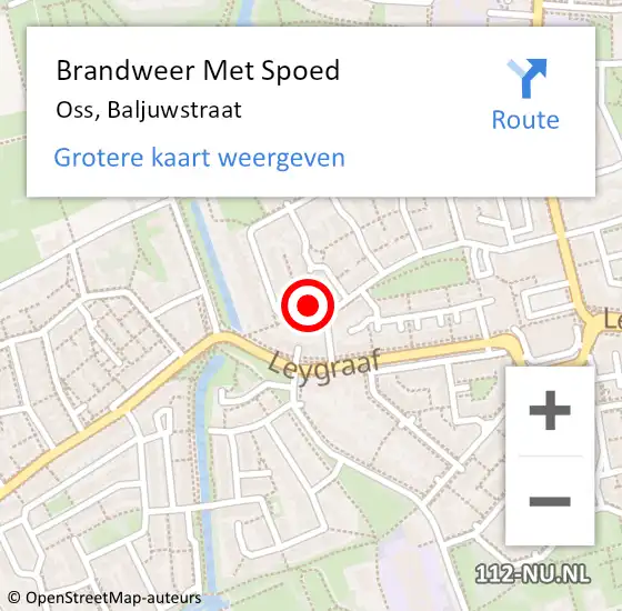 Locatie op kaart van de 112 melding: Brandweer Met Spoed Naar Oss, Baljuwstraat op 14 juni 2024 14:48