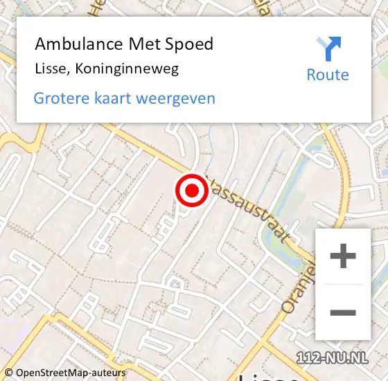 Locatie op kaart van de 112 melding: Ambulance Met Spoed Naar Lisse, Koninginneweg op 14 juni 2024 15:07