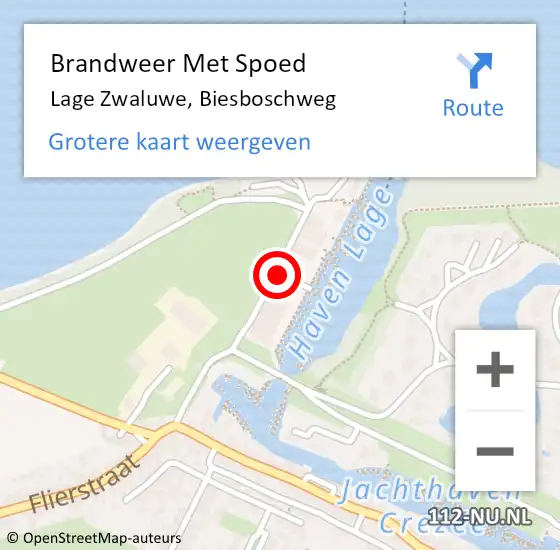 Locatie op kaart van de 112 melding: Brandweer Met Spoed Naar Lage Zwaluwe, Biesboschweg op 14 juni 2024 15:27