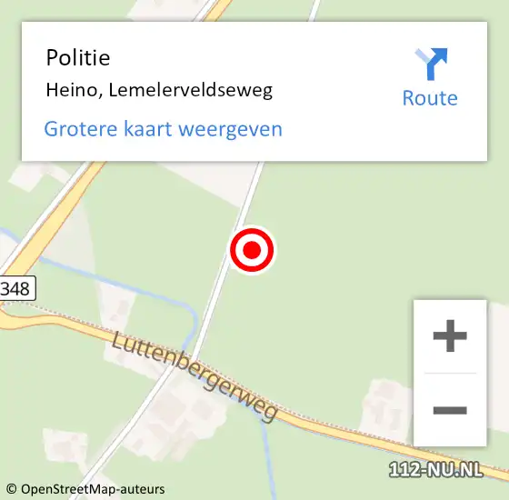 Locatie op kaart van de 112 melding: Politie Heino, Lemelerveldseweg op 14 juni 2024 15:28