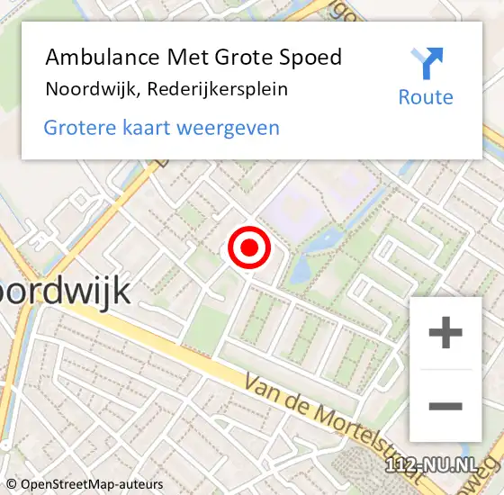 Locatie op kaart van de 112 melding: Ambulance Met Grote Spoed Naar Noordwijk, Rederijkersplein op 14 juni 2024 15:32